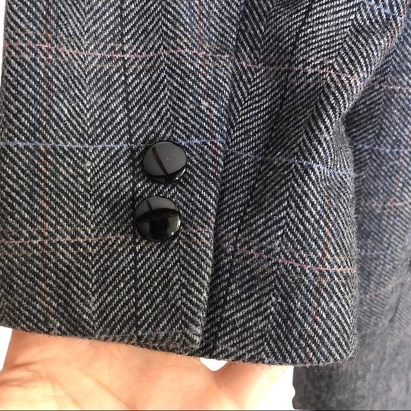 Vintage Sasson Grey Wool Blend Blazer Skirt Suit Set Size 8 - Picture 3 of 8